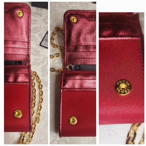 AUTHENTIC Prada Long Tessuto Burgundy Wallet Crossbody WOC - Picture 5 of 12